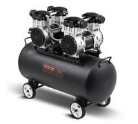 VEVOR Compresseur d'Air sans Huile, Réservoir Acier 75 L, 2,65 kW, 14,6 CFM 90 PSI, Pression Max 125 PSI, Compresseur Silencieux Portable pour Réparation Automobile, Gonflage Pneus, Peinture Pistolet