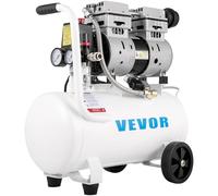 VEVOR Compresseur d’Air sans Huile Compresseur Silencieux à Air Comprimé Compresseur Outil d’Atelier pour Réparations Domiciliaires, Gonflage de Pneus (25L 750W, 115 psi)