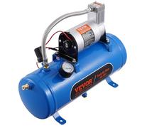 VEVOR Compresseur d'air pour Kit de Klaxon Pompe à Air avec Réservoir 6 L 90-120 psi pour Gonflage des Pneus Matelas Pneumatiques Compatible avec Tout Véhicules 12 V Trains Bateaux Voitures Atelier