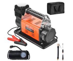 VEVOR Compresseur d'air robuste 12 V, gonfleur de pneus portable 200 L/min, kit gonflage pneus 10,3 bar, pompe à air tout-terrain avec adaptateurs, manomètre, pour camions, voitures, SUV, camping-car