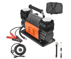 VEVOR Compresseur d'air robuste 12 V, gonfleur de pneus portable à double cylindre, 300 L/min, kit de gonflage de pneus, 10,3 bar, avec adaptateurs, pour camions, voitures, SUV, 4 x 4, camping-car