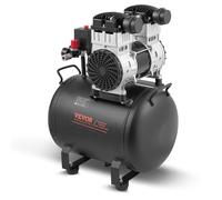 VEVOR Compresseur d'Air sans Huile, Réservoir Acier 40 L, 220 V, 1,25 kW, 5,3 CFM 90 PSI, Pression Max 125 PSI, Compresseur Silencieux Portable pour Réparation Auto, Gonflage Pneus, Peinture Pistolet