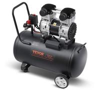 VEVOR Compresseur d'Air sans Huile, Réservoir Acier 60 L, 220 V, 1,25 kW, 5,3 CFM 90 PSI, Pression Max 125 PSI, Compresseur Silencieux Portable pour Réparation Auto, Gonflage Pneus, Peinture Pistolet