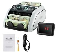 VEVOR Compteuse de billets USD/EUR – Détecteur UV, MG, IR, DD – Grand écran LCD et écran externe