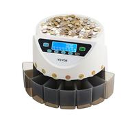 VEVOR Compteuse Trieuse de Pièces en Euros, Machine à Compter les Pièces pour 8 Types de Monnaie en Euros, Capacité de Stockage 850PCs, avec Écran LCD, 5 Tubes et Boîtes à Monnaie, Transaction