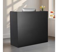 VEVOR Comptoir de Réception 120x48x110 cm, Banque d'Accueil Rectangulaire, Meuble de Réception avec Tiroir Verrouillable et Armoire de Rangement, pour Caisse, Hall, Salon de Beauté et Bureau, Noir
