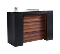 VEVOR Comptoir de Réception 160x60x111 cm, Banque d'accueil Rectangulaire, Bureau de Réception avec Éclairage LED, Meuble pour Vente au Détail, Caisse, Hall, Salon de Beauté et Bureau, Noir et Marron
