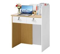 Comptoir de Réception-VEVOR-80 cm Bureau d'Accueil avec Éclairage LED, Table de Caisse à 2 Tiroirs Verrouillables