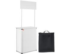 VEVOR Comptoir de Stand Foire Salon 78,5 × 38 × 181,5 cm Table de Promotion Portable en Bois PVC Métal Présentoir d'Exposition avec Support de Rangement et Sac de Transport pour Exposition Commerciale