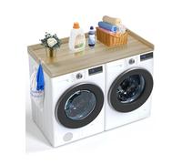 VEVOR Comptoir pour lave-linge et sèche-linge, 137 x 70 cm, surface de comptoir en bois, résistant à l'eau, avec coussinets antidérapants, pour organisation et rangement de la buanderie, couleur chêne