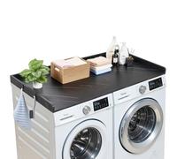 VEVOR Comptoir pour Lave Linge et Sèche Linge 137x69,9 cm, Plan de Travail pour Machine à Laver Imperméable, pour Rangement Aménagement Buanderie Placard Balcon, avec Rebord et 2 Crochets, Noir