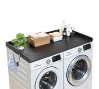 VEVOR Comptoir pour Lave Linge et Sèche Linge 137x69,9 cm, Plan de Travail pour Machine à Laver Imperméable, pour Rangement Aménagement Buanderie Placard Balcon, avec Rebord et 2 Crochets, Noir