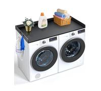 VEVOR Comptoir pour lave-linge et sèche-linge, 3 panneaux d'épissure, surface de comptoir en bois, coussinets antidérapants et résistants à l'eau, pour organisation et rangement de la buanderie, noir