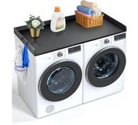VEVOR Comptoir Pour Lave-Linge Sèche-Linge Surface Bois Antidérapants 3 Panneaux 137x70cm Noir