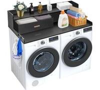 VEVOR Comptoir pour lave-linge et sèche-linge à 2 tiroirs avec étagère à 2 niveaux, surface de comptoir en bois, avec coussinets antidérapants, pour organisation et rangement de la buanderie, noir