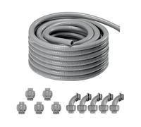 VEVOR Conduit électrique flexible, 12,7 mm, conduit étanche aux liquides en PVC, 30,5 m, non métallique, avec 5 connecteurs 180° et 5 connecteurs 90°, pour pompe contrôleur moteur climatisation, IP65
