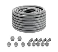 VEVOR Conduit électrique flexible, 19,1 mm, conduit étanche aux liquides en PVC, 30,5 m, non métallique, avec 5 connecteurs 180° et 5 connecteurs 90°, pour pompe contrôleur moteur climatisation, IP65