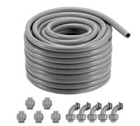 VEVOR Conduit électrique flexible, 25,4 mm, conduit étanche aux liquides en PVC, 30,5 m, non métallique, avec 5 connecteurs 180° et 5 connecteurs 90°, pour pompe contrôleur moteur climatisation, IP65