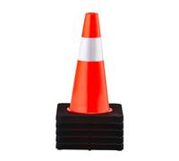 VEVOR Cône de Signalisation 5 Pièces 45 cm, Cône de Chantier Orange en PVC, Cône de Sécurité avec Col Réfléchissant et Base Lestée Noire, pour Délimitation Stationnement d’Urgence en Route Parking