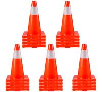 VEVOR Cône Signalisation Réfléchissant 20PCs 45,7 cm, Plot de Chantier avec Base en PVC, Cône de Sécurité avec Colliers Réfléchissants, pour Délimitation Stationnement d’Urgence en Route Parking