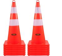 VEVOR Cône Signalisation 12 Pièces 73 cm, Plot de Chantier Orange en PVC, Cône de Sécurité avec Base Lestée et 2 Colliers Réfléchissants, pour Délimitation Stationnement d’Urgence en Route Parking