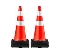 VEVOR Cône Signalisation 8 Pièces 75 cm, Plot de Chantier Orange en PVC, Cône de Sécurité avec Base Lestée et 2 Colliers Réfléchissants, pour Délimitation Stationnement d’Urgence en Route Parking
