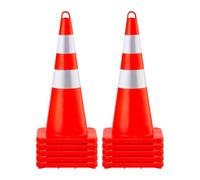 VEVOR Cône Signalisation Réfléchissant 10 Pièces73 cm, Plot de Chantier en PVC Orange, Cône de Sécurité avec 2 Colliers Réfléchissants, pour Délimitation Stationnement d’Urgence en Route Parking