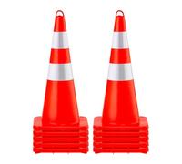 VEVOR Cône de signalisation 73 cm – 10 pièces, PVC orange, 2 colliers réfléchissants