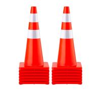 VEVOR Cône Signalisation Réfléchissant 12 Pièces 70 cm, Plot de Chantier Orange en PVC, Cône de Sécurité avec 2 Colliers Réfléchissants, pour Délimitation Stationnement d’Urgence en Route Parking