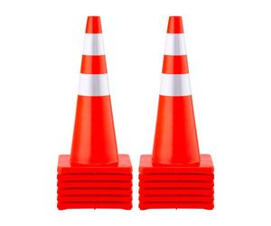 VEVOR Cône Signalisation Réfléchissant 12 Pièces 70 cm, Plot de Chantier Orange en PVC, Cône de Sécurité avec 2 Colliers Réfléchissants, pour Délimitation Stationnement d’Urgence en Route Parking