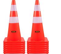 VEVOR Cône Signalisation Réfléchissant 12 Pièces 73 cm, Plot de Chantier Orange en PVC, Cône de Sécurité avec 2 Colliers Réfléchissants, pour Délimitation Stationnement d’Urgence en Route Parking