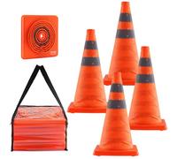 VEVOR Cône Signalisation Réfléchissant 4 Pièces 45 cm Plot de Chantier Pliable et Portable Cône de Sécurité Large Base avec Sac de Transport pour Délimitation Stationnement d’Urgence en Route Parking