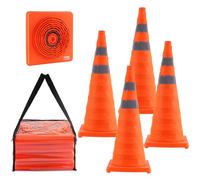 VEVOR Cône Signalisation Réfléchissant 4 Pièces 70 cm Plot de Chantier Pliable et Portable Cône de Sécurité Large Base avec Sac de Transport pour Délimitation Stationnement d’Urgence en Route Parking