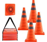 VEVOR Cônes de sécurité cônes de circulation, 4 pcs. Cônes de signalisation pliables, 245 x 245 mm Cônes de construction avec collerette réfléchissante, Cônes de signalisation avec sac de rangement, c