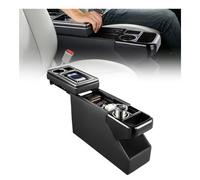 VEVOR Console Centrale à Fixer au Sol entre les Sièges Boîte de Rangement, Organiseur d'Outils avec Couvercle Coulissant, Porte-Gobelets et Multiples Compartiments, pour Pick-up, Monospace et SUV