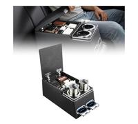 VEVOR Console Centrale Universelle Banquette Accoudoir Boîte de Rangement | Organiseur d'Outils Verrouillable Arrière, Porte-gobelets et Support Téléphone, pour Automobile, Monospaces, Berlines et SUV