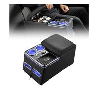 VEVOR Console Centrale Universelle Banquette Arrière avec Recharge Sans Fil, Éclairage Ambiance 7 Couleurs, USB et Allume-cigare, Porte-gobelets et Support Téléphone, pour Monospaces, Berlines et SUV