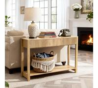 VEVOR Console d’Entrée 120 cm de Long, Table Console de Style Campagnard, Table d'Appoint Rectangulaire en Bois, avec Tiroirs et Étagère de Rangement Inférieure, pour Couloir Chambre Salon Vestibule