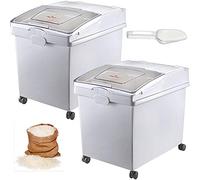 VEVOR Conteneur de Riz à roulettes 3PCS Bac à Riz avec Couvercle Coulissant 25L*3 Boîtes de Stockage de Rangement de Céréales à Farine à Ingrédients en Plastique pour la Conservation Alimentaire