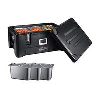 VEVOR Conteneur Isotherme 30 L, Boîte de Transport en LLDPE à Chargement par le Haut, 3 Bacs Alimentaires en Inox, pour Garder au Chaud ou Froid Traiteur Restauration Restaurant Cantine 627x430x610 mm