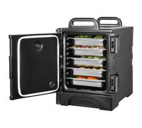 VEVOR Conteneur Isotherme pour Bac Gastronorme 75 L, Boîte de Transport Alimentaire Empilable, Chargement Frontal, avec Doubles Boucles et Poignées, Porte-Plateaux pour Restauration Cantine, Noir