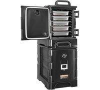 VEVOR Conteneur Isotherme pour Bac Gastronorme 75 L x 2PCs, Boîte de Transport Alimentaire Empilable, Chargement Frontal, Double Boucle, avec Poignées, Porte-plateaux pour Restauration Cantine, Noir