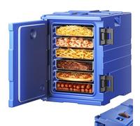 VEVOR Conteneur Isotherme pour Bac Gastronorme 90 L, Boîte de Transport Alimentaire Empilable, Chargement Frontal, avec Doubles Boucles et Poignées, Porte-plateaux pour Restauration Cantine, Bleu