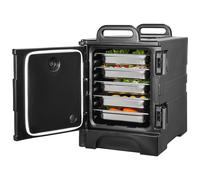 VEVOR Conteneur Isotherme pour Bac Gastronorme 75 L, Boîte de Transport Alimentaire Empilable, Chargement Frontal, avec Doubles Boucles et Poignées, Porte-plateaux pour Restauration Cantine, Noir