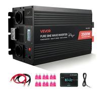 VEVOR Convertisseur Pur Sinus CC 12 V vers CA 230 V Onduleur Sinusoïdal Pur 3500 W, avec Écran LCD, Télécommande Filaire, Port USB et Type-C, 2 Prises CA, pour Camping-car, Voiture, Système Solaire