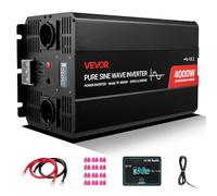 VEVOR Convertisseur Pur Sinus CC 12 V vers CA 230 V Onduleur Sinusoïdal Pur 4000 W, avec Écran LCD, Télécommande Filaire, Port USB et Type-C, 2 Prises CA, pour Camping-car, Voiture, Système Solaire