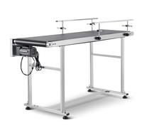 VEVOR Convoyeur à bande motorisé 1498,6x398,8 mm convoyeur en acier inoxydable ceinture de transporteuse en PVC antistatique vitesse réglable double garde-corps pour application codage à jet d'encre