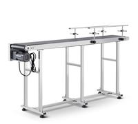 VEVOR Convoyeur à bande motorisé 1803,4x198,1 mm convoyeur en acier inoxydable ceinture de transporteuse en PVC antistatique vitesse réglable double garde-corps pour application codage à jet d'encre