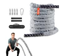 VEVOR Corde de combat, 38 mm, corde d'entraînement en polyester, 9,1 m, équipement d'exercice lourd avec manchon de protection et ancre, pour la salle de gym à domicile, renforcement musculaire, gris