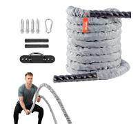 VEVOR Corde de combat, 38 mm, corde d'entraînement en polyester, 9,1 m, équipement d'exercice lourd avec manchon de protection et ancre, pour la salle de gym à domicile, renforcement musculaire, gris